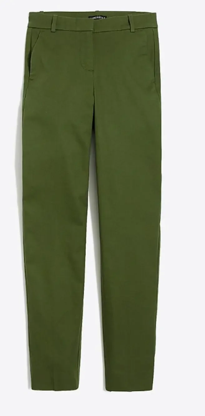 J. Crew Pants Effortless Slim Crop Deep Moss Olive Green Chino Pants Size 0